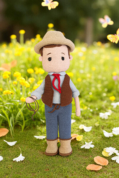 Amigurumi Kovboy El Yapımı 33cm – Pamuk İpli, Kaliteli Dekoratif Oyuncak