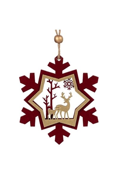 ANTBRO ® Στολίδι χριστουγεννιάτικου δέντρου - ξύλινη νιφάδα χιονιού με βελούδ...