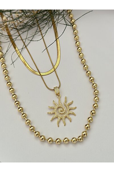 mibrillo قلادة فولاذية ثلاثية لا تسبب التسويد (سلسلة إيطالية مع حجر الزركون و...