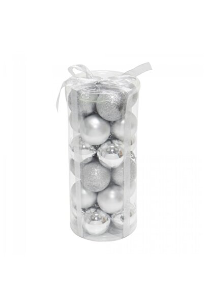 HOFF Χριστουγεννιάτικες μπάλες, ασημένιες, D 6 εκ., σετ 24 τεμαχίων