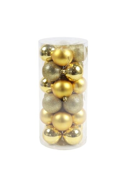 ANTBRO ® Set de 24 Globuri de Crăciun Aurii, 6 cm, Mat, Lucios și Sclipici (P...