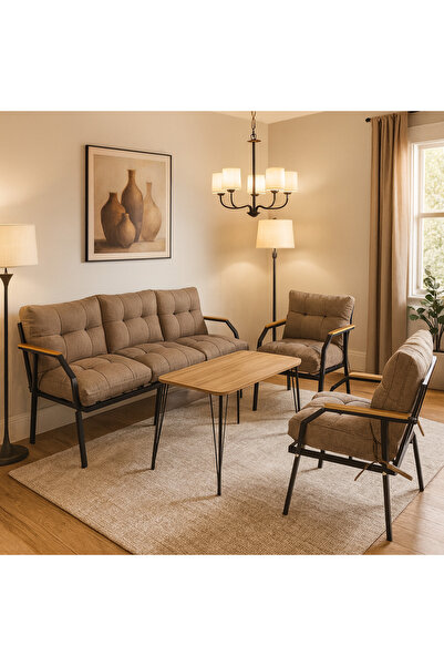 UFUK HOME Milas 311 Masalı Kahverengi Fermuarlı Bahçe Balkon Takımı, Cafe, Sa...