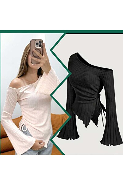 Lufthimm 2 'li siyah , bej ŞIK OMUZU DÜŞÜK ÜST ESNEK BÜZGÜLÜ VE BAGCIKLI TASA...