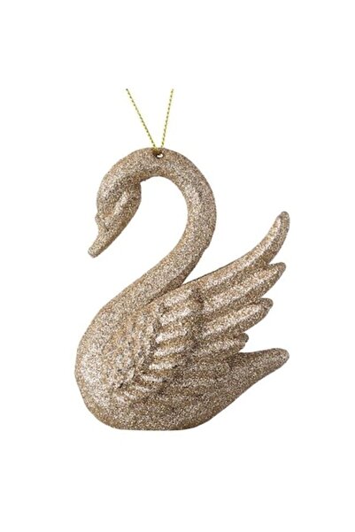 ANTBRO Στολίδι χριστουγεννιάτικου δέντρου - κύκνος με μπεζ-σαμπάνια γκλίτερ, ...