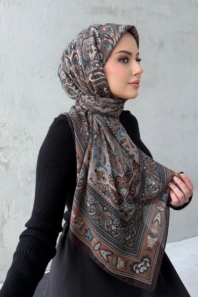 Byedauzunlar Şal de mătase modal Mihri Bohemian de ciocolată