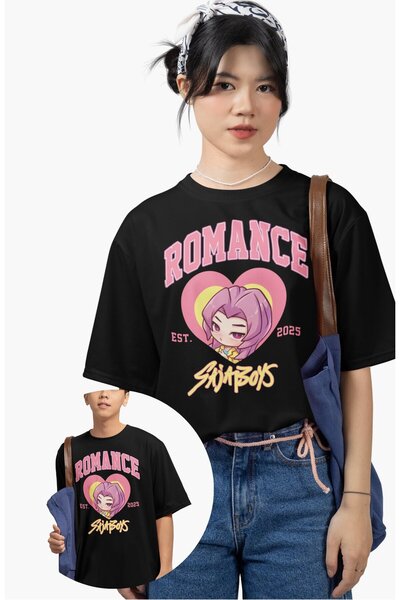 Fuddy Moda تي شيرت مطبوع عليه Oversize Romance Est 2025، تي شيرت للأطفال بطاب...