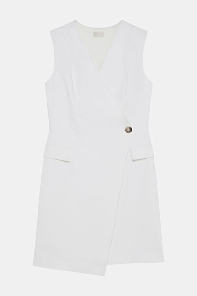 W Collection KIRIK BEYAZ KOLSUZ MİNİ ELBİSE