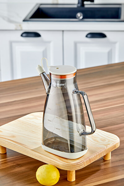 Cooker 1.1 Litre Borosilikat Cam Yağlık ve Sirkelik Zeytinyağ Şişesi Şeffaf