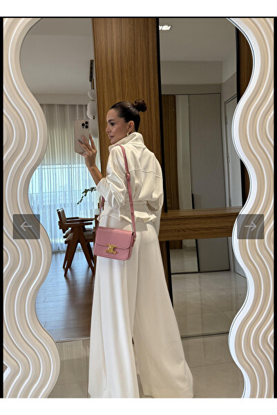 Bak'ap Premium Modal Fabric Belt Detailed Jacket-Wide Leg Pants Set