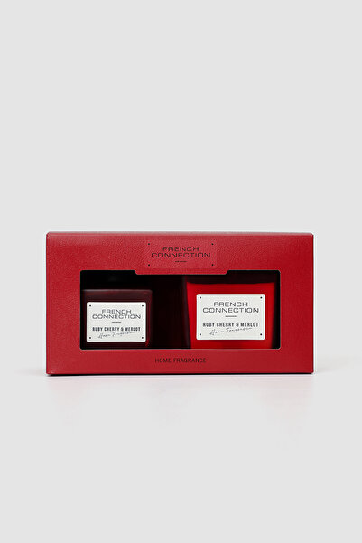 French Connection مجموعة هدايا من الشموع المربعة برائحة الكرز والميرلوت، 200 ...