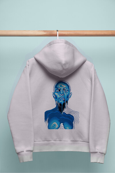 Infire clothing هودي أزرق كبير الحجم للجنسين