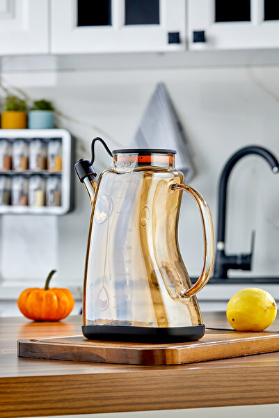 Cooker 1.1 Litre Borosilikat Cam Yağlık ve Sirkelik Zeytinyağ Şişesi Şeffaf