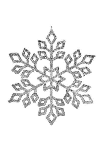 ANTBRO Στολίδι Χριστουγεννιάτικου Δέντρου - Ασημί Γκλίτερ Χιονονιφάδα, 15 εκ.