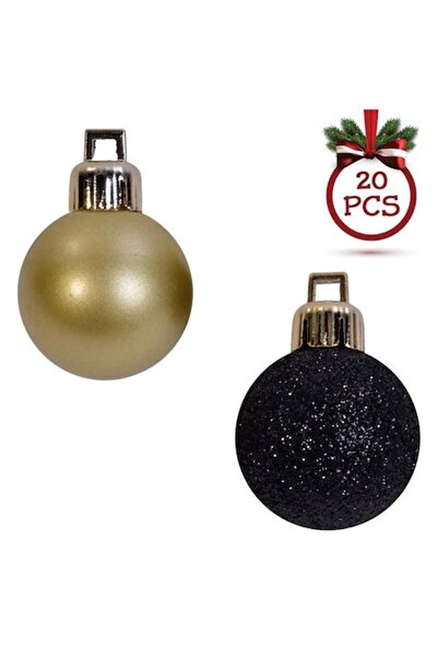 ANTBRO Set de 20 globuri de Crăciun Antbro® aurii, mate și negre cu sclipici,...