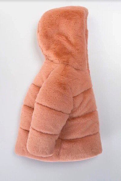 DeKuBaby ΝΕΑ ΣΕΖΟΝ Φανταχτερό ειδικό χειμωνιάτικο παλτό-καμπανάκι με γούνα εσωτερικά και εξωτερικά, με τσέπες, Ka με κουκούλα για παιδιά