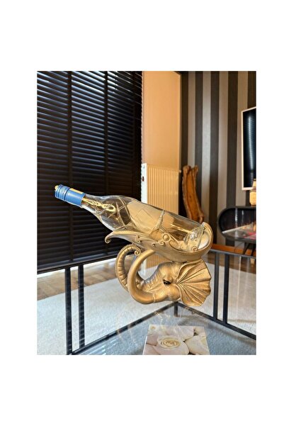 İncomparable Home Fil Figürlü Şaraplık - El İşçiliği ile Boyama (Gümüş)