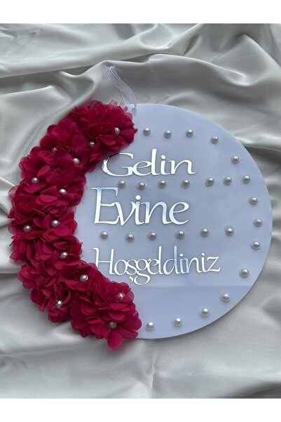 Beyaz pleksi Gelin Evine Hoşgeldiniz Kapı Süsü