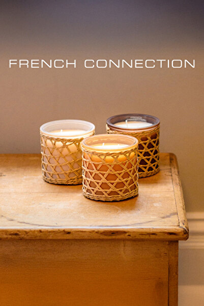 French Connection Woven Detail Brown Black Cherry & Cedarwood Candle 200G