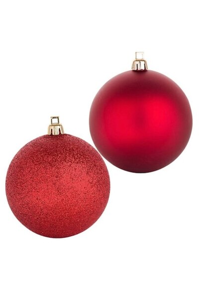 Christmas Σετ 12 μπάλες δέντρου, κόκκινες, 7 εκ.