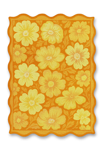 Rugs Modern Halı MOSSO Şekil Temalı Çiçekli Desen Dokuma Taban Vintage Dekora...