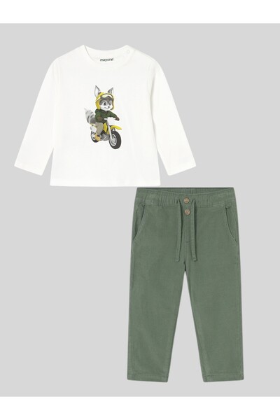 MAYORAL طقم بنطلون مخملي مبطن بالصوف الداخلي من موتوركو (للأعمار من 01 إلى 04...