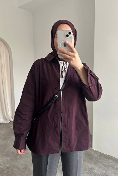 HYWONA Women's 100% Cotton Oversize Poplin Shirt