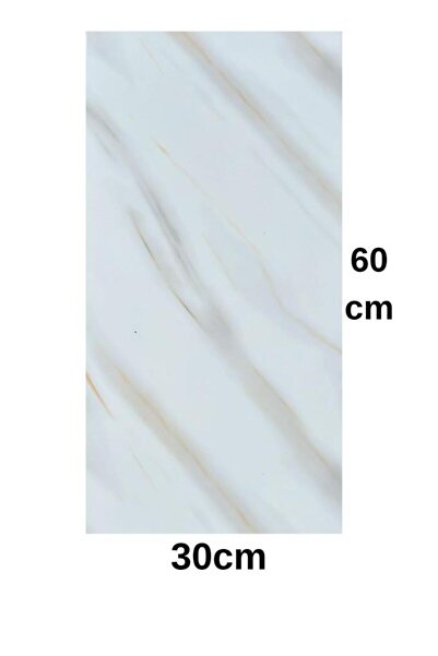 Renkli Duvarlar 60x30cm Shiny Krem-Toprak Mermer Desenli Yapışkanlı Mutfak Banyo Kaplama Duvar Paneli Kağıdı TX-106