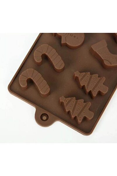 topbazar Silicone mold for homemade chocolate, candies, jellies or ice cubes, Christmas design, brown, 10 x 2