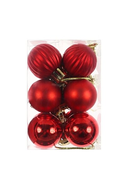 ANTBRO set de 12 globuri roșii de Crăciun, finisaj mat și lucios, 3 cm
