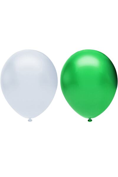 Generic Brand Metallic Balloon Set 20 Pieces (White, Dark Green)