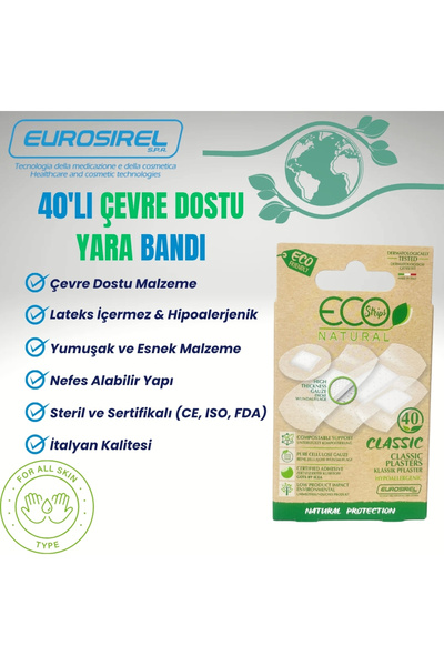 Eco Natural Yara Bandı 40’lı | 4 Farklı Boy | Çevre Dostu | Hipoalerjenik ve Lateks İçermez