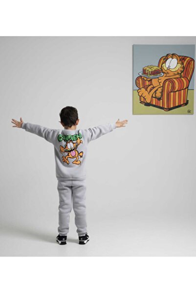 jeliboomkidswear Jeliboom Erkek Çocuk Eşofman Takımı - Garfield Detaylı - 3 İplik Şardonlu