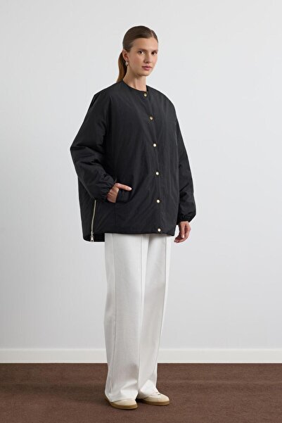 KADRİYE BAŞTÜRK Zippered Puffer Jacket Black