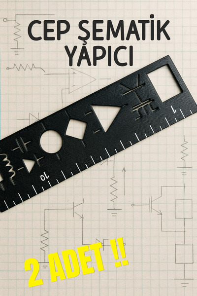 PUREYSMA Cep Şematik Yapıcı 2’li Set – Elektronik Devre Şablonu | Teknik Çizim Cetveli ve Semboller Aracı