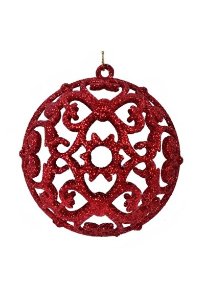 Christmas Σετ 6 μπάλες δέντρου με γκλίτερ, κόκκινες, 8 εκ.