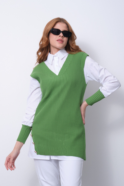 Clothes Fast Ribbed Knit Sweater Shirt Double Combination
