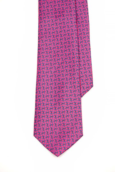 6AM Ceremony Classic fuchsia tie with blue geometric pattern