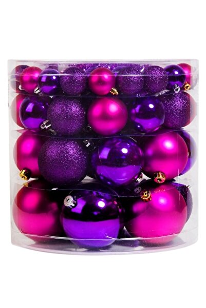 OEM Set mixt de globuri de Crăciun, mov, 4-6-8-10 cm, 54 buc.