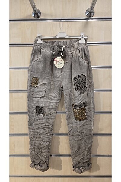 Park Moda Pants with Sequin Leopard Detail