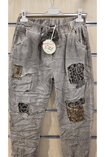 Park Moda Pants with Sequin Leopard Detail
