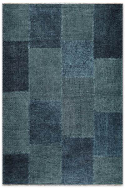Pastel Home Blue Denim Patchwork Design Chenille Carpet Rug Runner Non-Slip F...