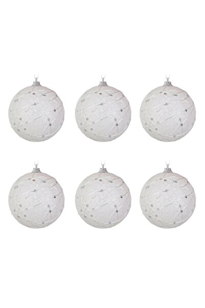 OEM White Christmas Baubles Set, 6 cm Diameter, 6 Pieces