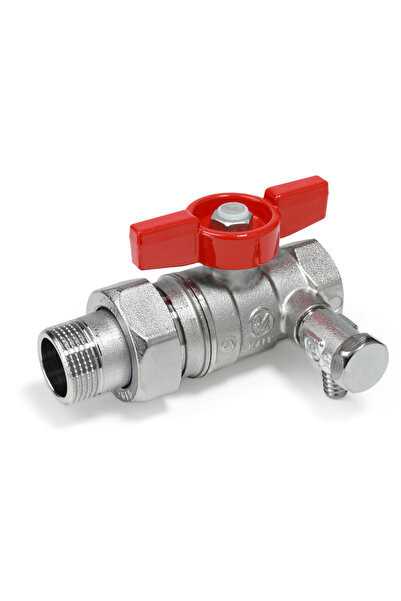 GIACOMINI Robinet cu bilă R259SX009, cu racord și robinet de golire, 1 1/4” interior x 1 1/4” exterior