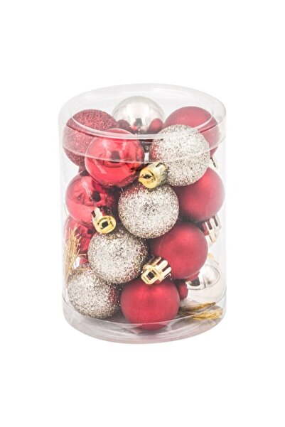 ANTBRO Set de 20 globuri de Crăciun, New Line, 3 cm, diverse modele, roșu/șam...