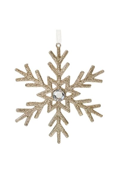 ANTBRO Ornament de brad de Crăciun - fulg de nea cu sclipici bej-șampanie și ...