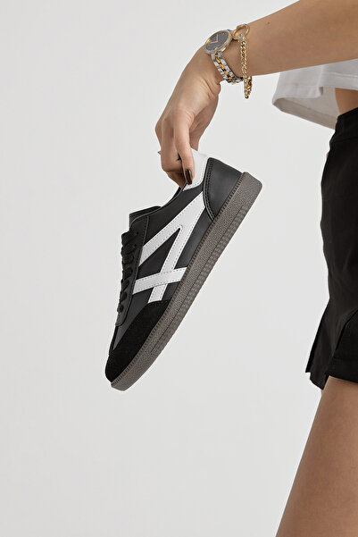 Tonny Black Unisex Black and White Thermo Sole Lace-Up Sneakers