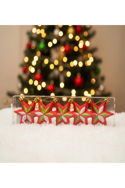 hediyeofisi 5-Piece Premium 8 cm Star Model Christmas Ornament