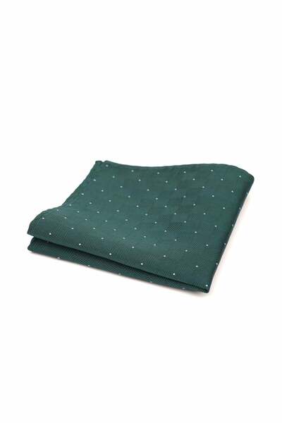 6AM Ceremony Batistă de buzunar verde închis cu buline albe mici