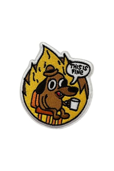 OEM Etichetă decorativă brodată, meme Dog On Fire, asta e bine, multicoloră, ...