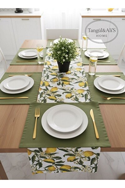 Tangül&Ali'S Moda Evi Limonlu Runner ve 6 Adet Amerikan Servis Takım